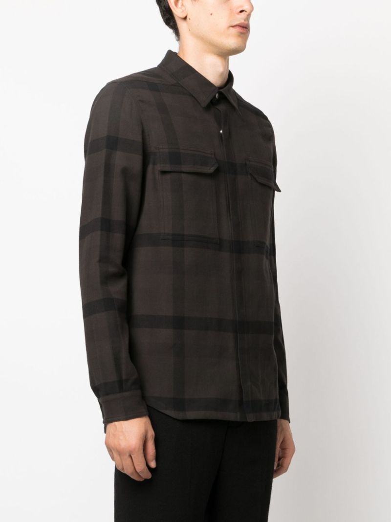 Grey Check-print Cotton Shirt