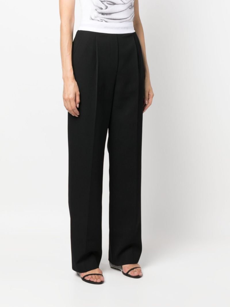 Black Logo-waistband Wool Trousers
