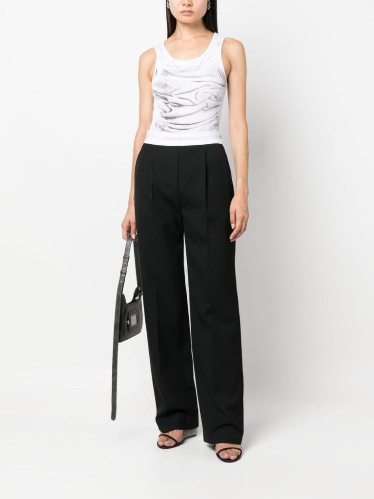 Black Logo-waistband Wool Trousers