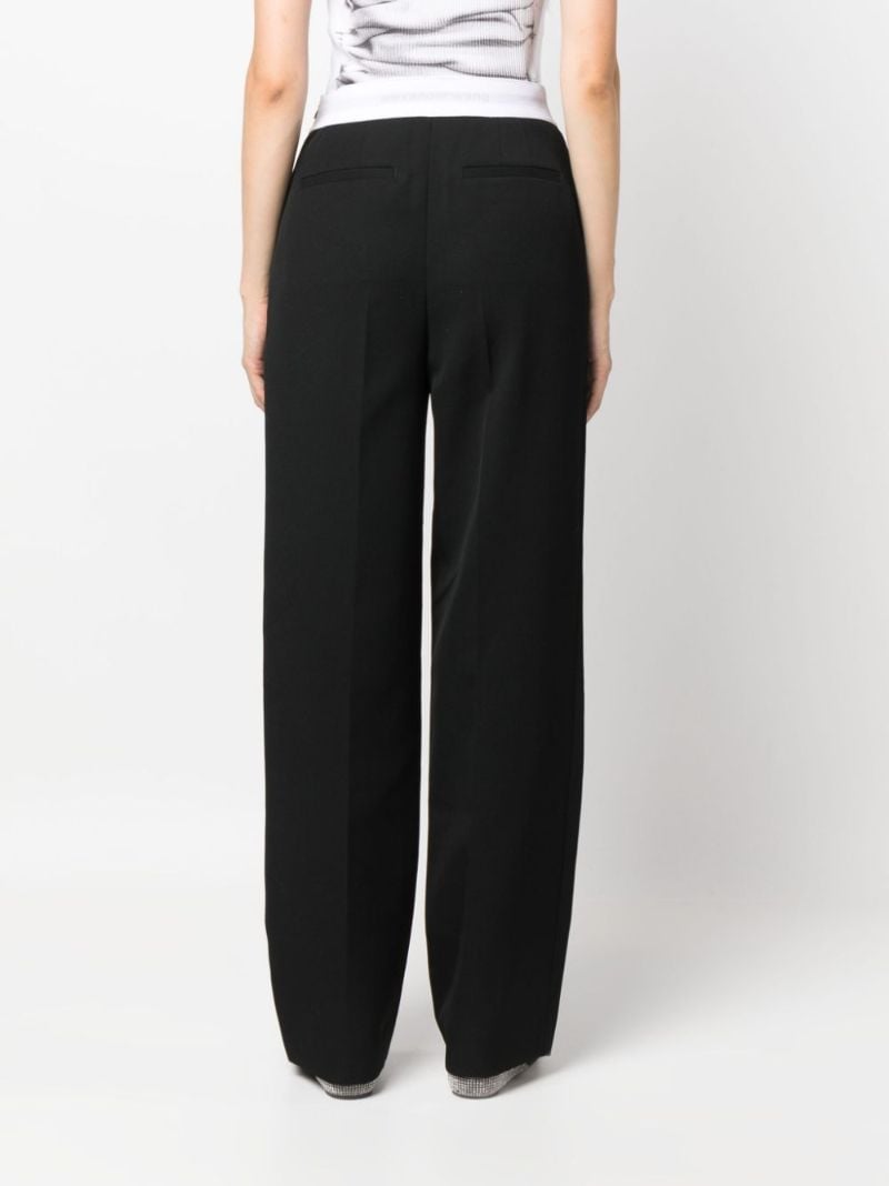 Black Logo-waistband Wool Trousers