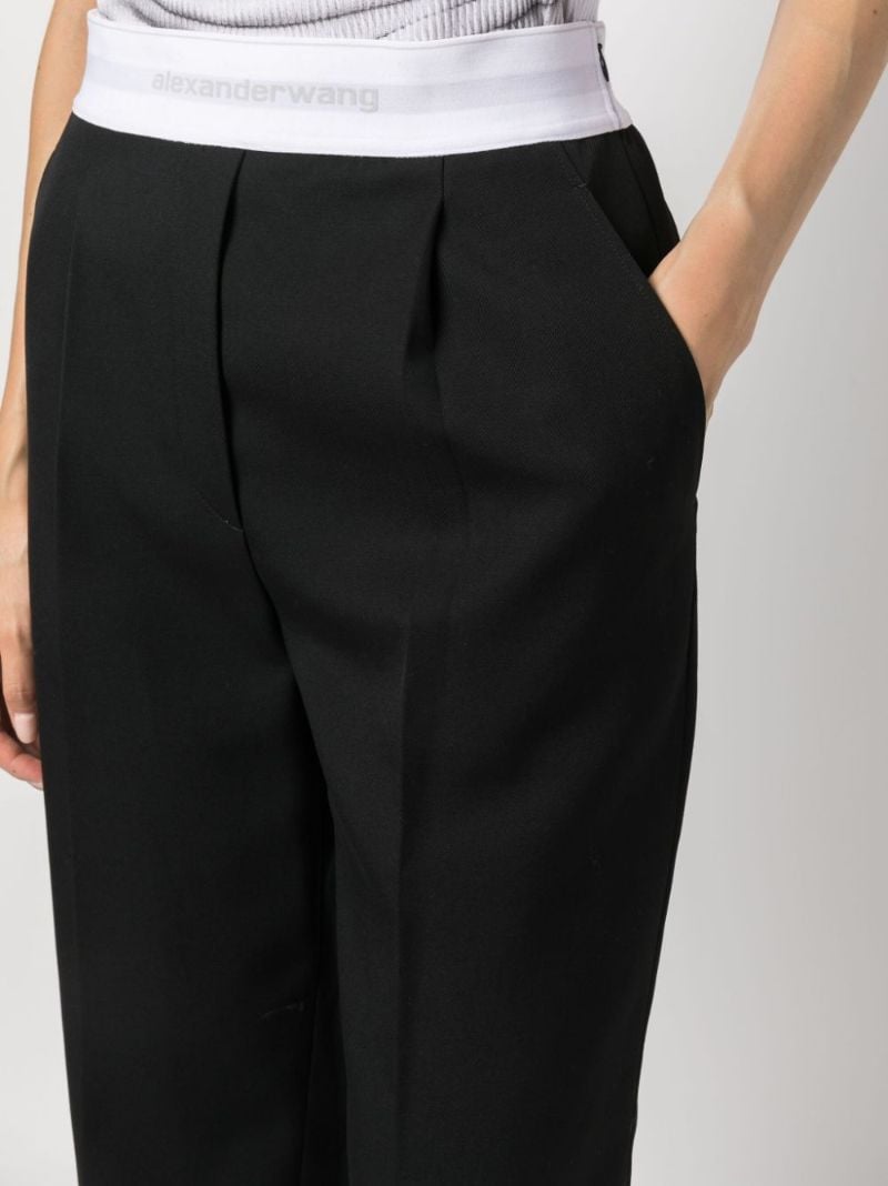Black Logo-waistband Wool Trousers