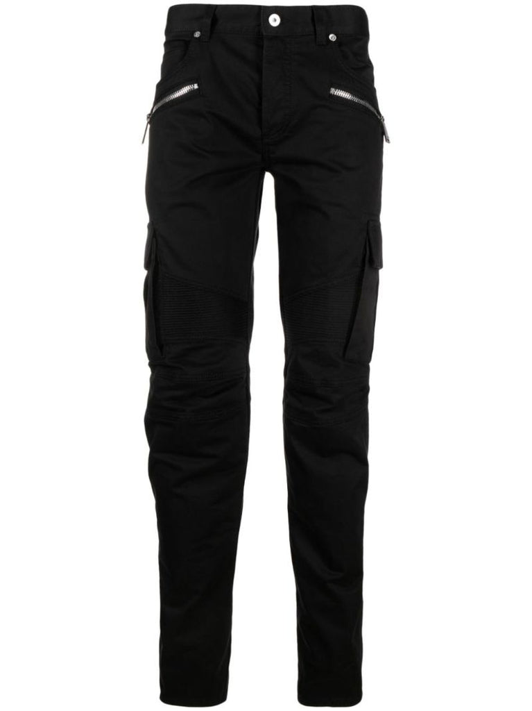 Black Zip-detail Trousers