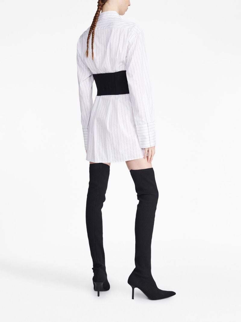 White Zipped Corset Shirt Dress