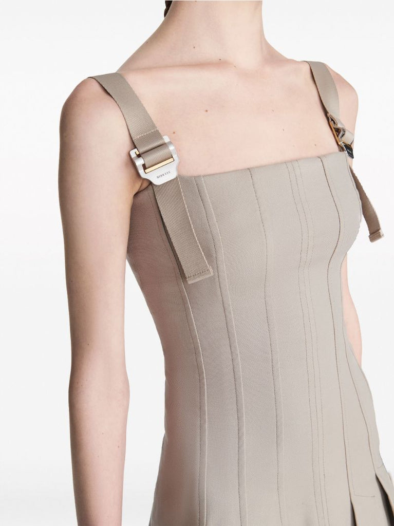 Grey Safety Slider Pleated Dress