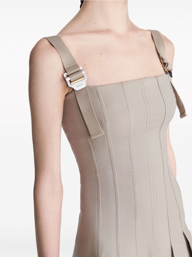 Grey Safety Slider Pleated Dress