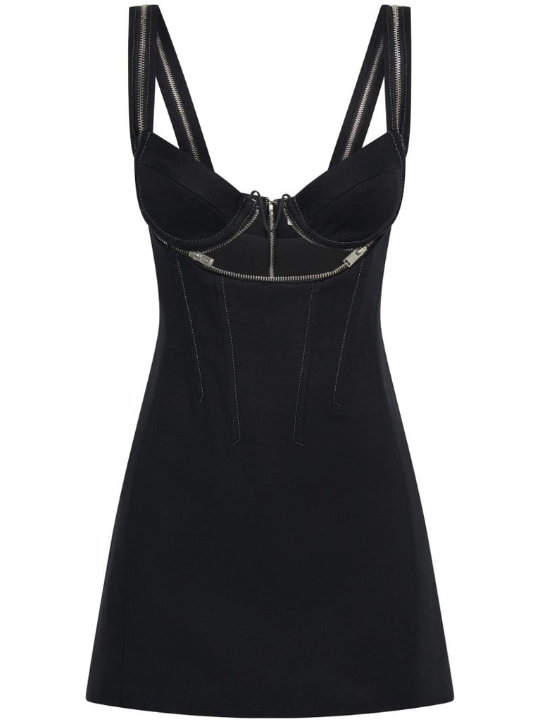 Black Zipped Underwire Mini Dress