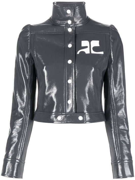 Grey Iconic Vinyl Cropped Jacket
