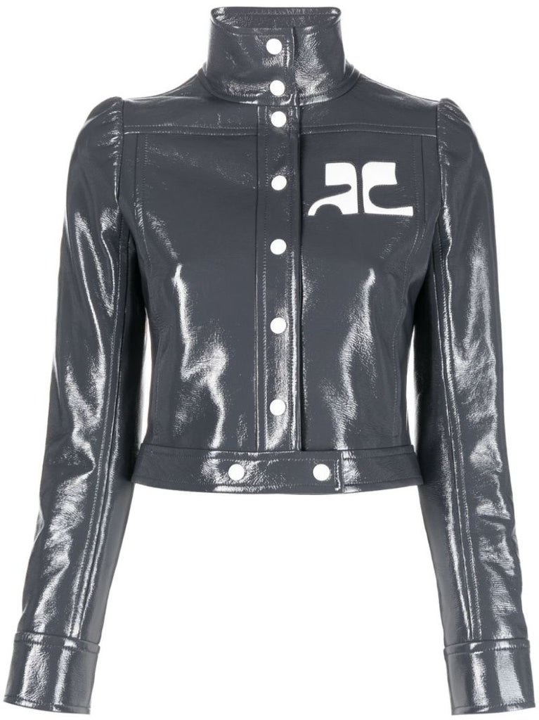 Grey Iconic Vinyl Cropped Jacket