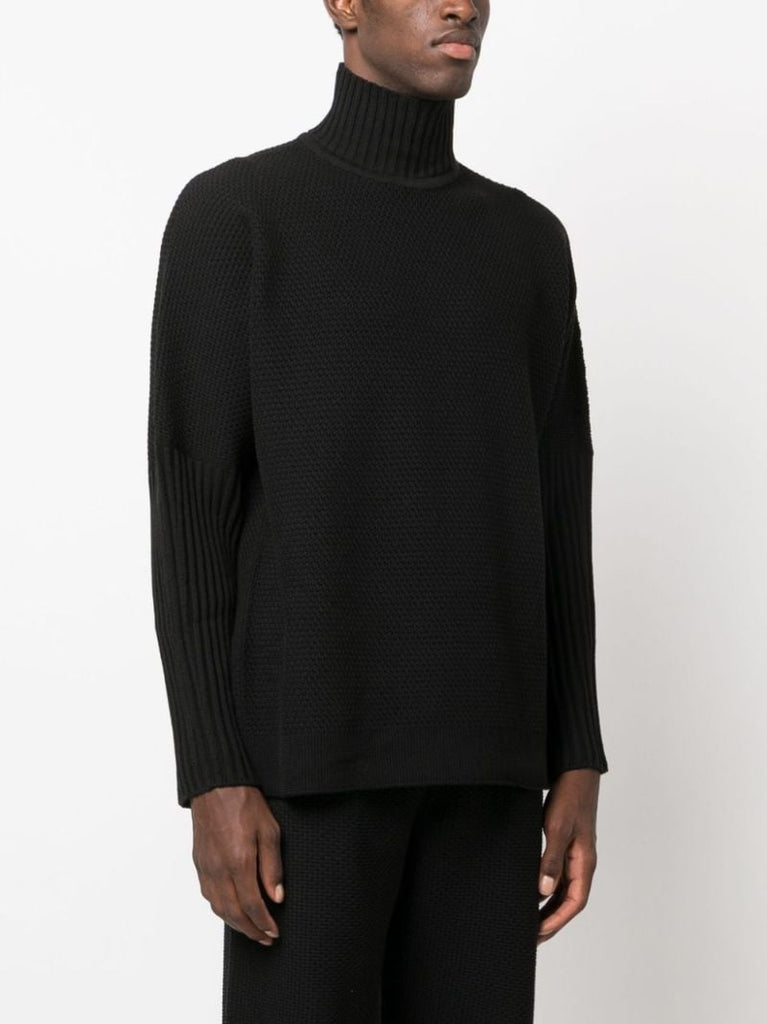 Black High-neck Rustik Knit Jumper