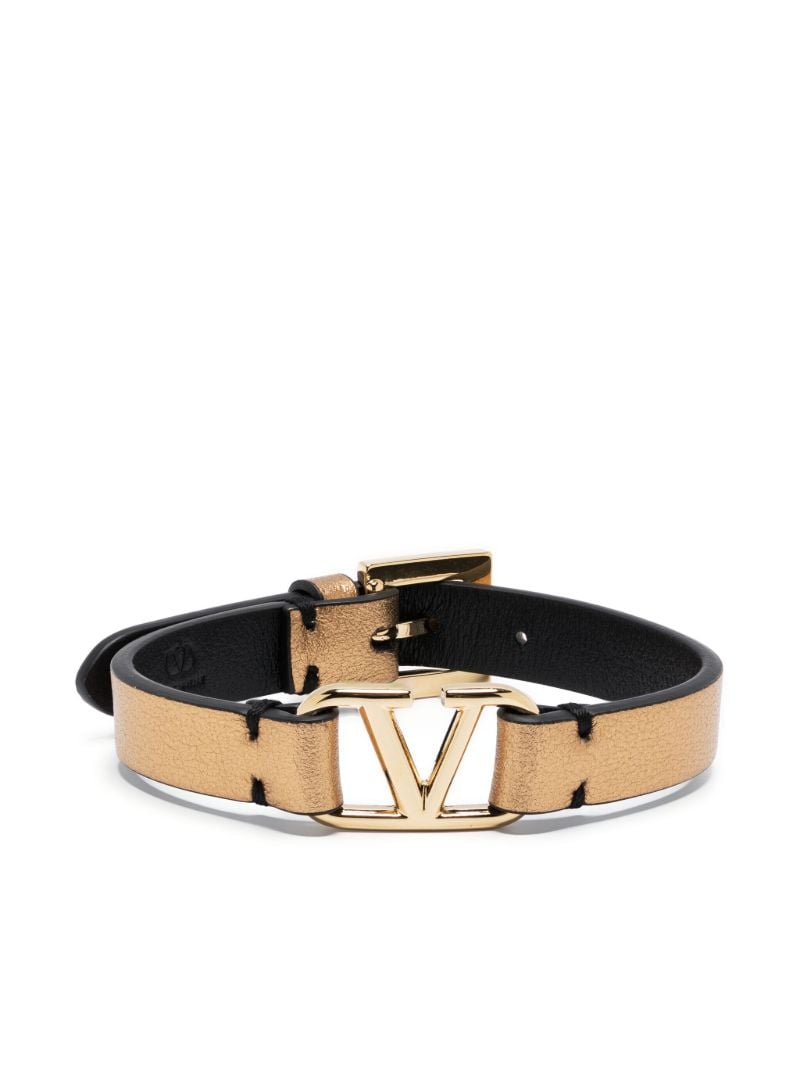 Gold-tone Vlogo Signature Leather Bracelet