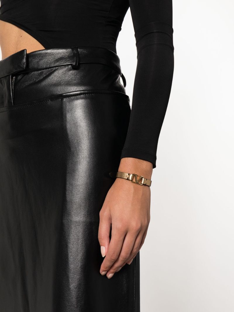 Gold-tone Vlogo Signature Leather Bracelet