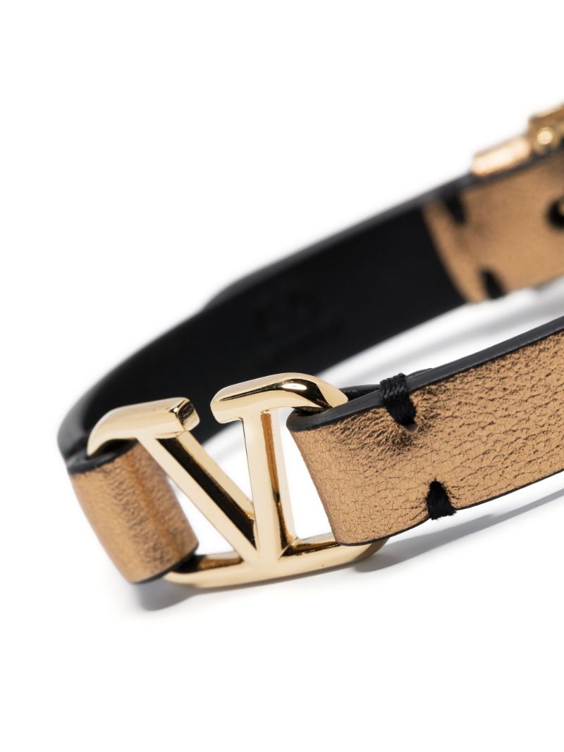 Gold-tone Vlogo Signature Leather Bracelet