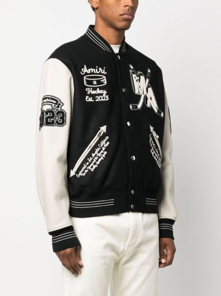 Black Hockey Virgin Wool-blend Jacket