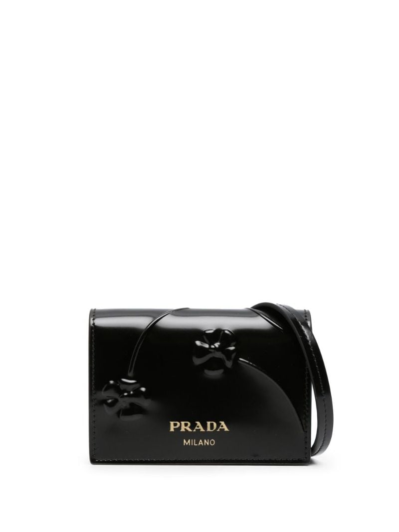 Black Floral Debossed Leather Wallet