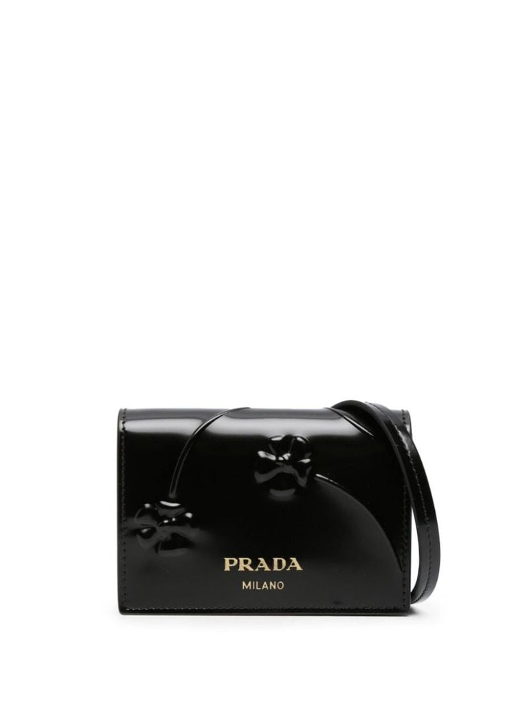 Black Floral Debossed Leather Wallet