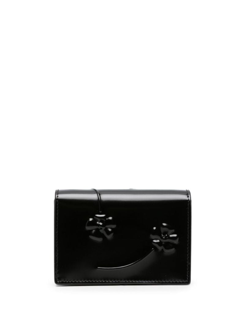 Black Floral Debossed Leather Wallet
