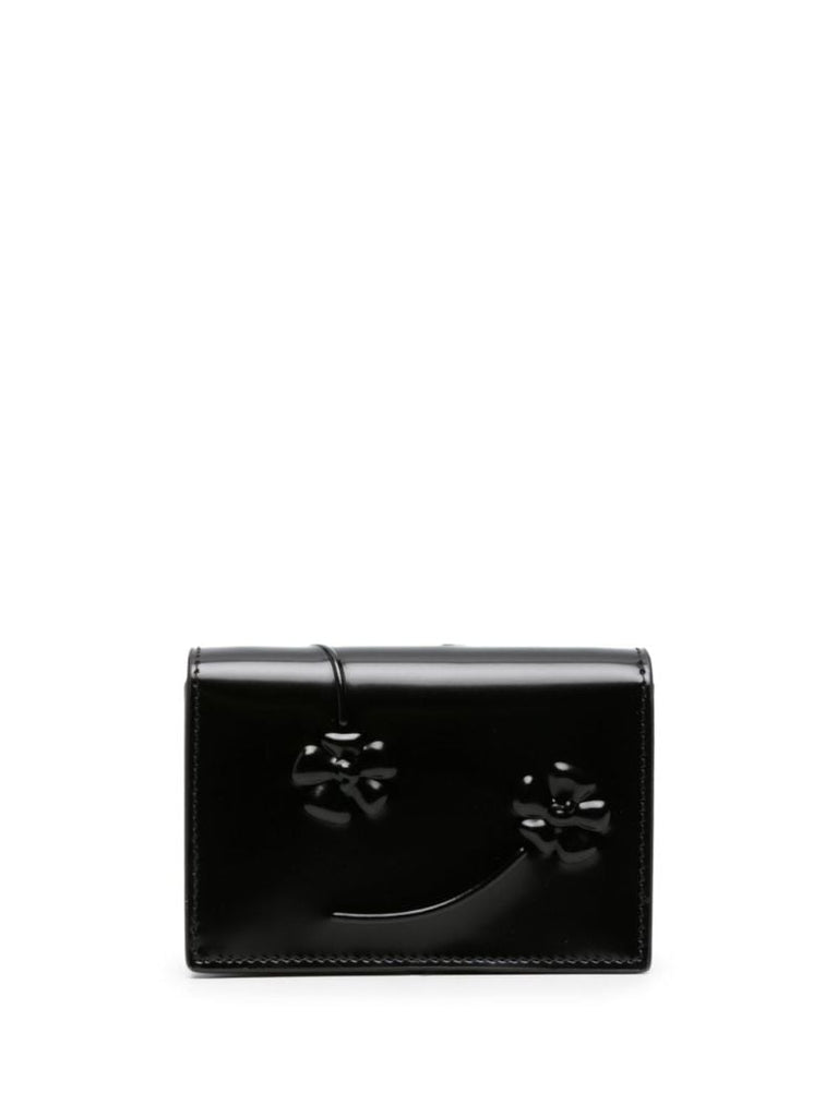 Black Floral Debossed Leather Wallet