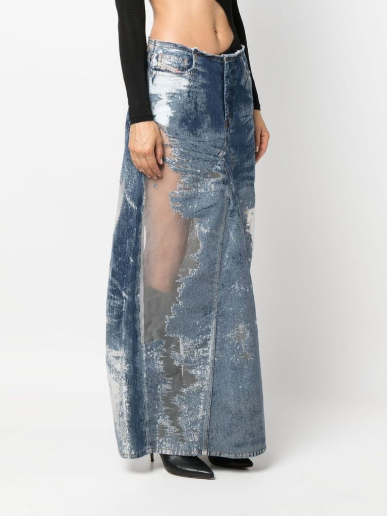 Blue Denim Maxi Skirt
