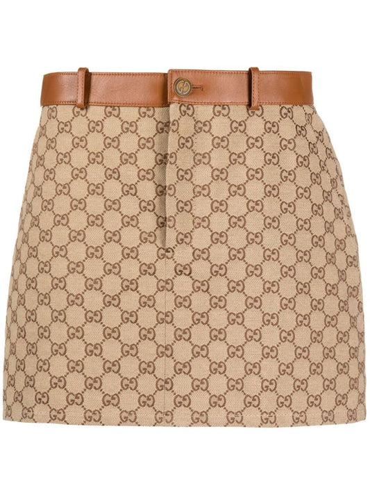 Brown Gg Canvas Mini Skirt