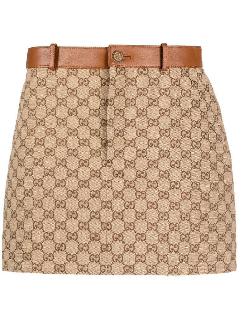 Brown Gg Canvas Mini Skirt