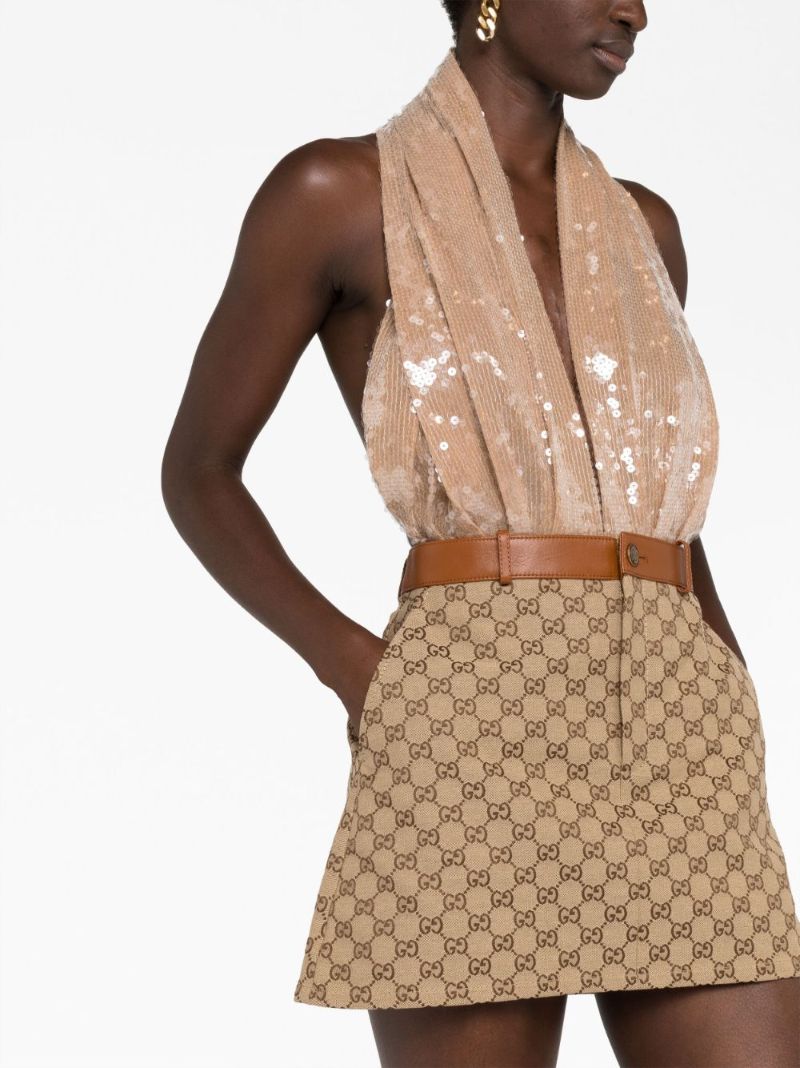 Brown Gg Canvas Mini Skirt