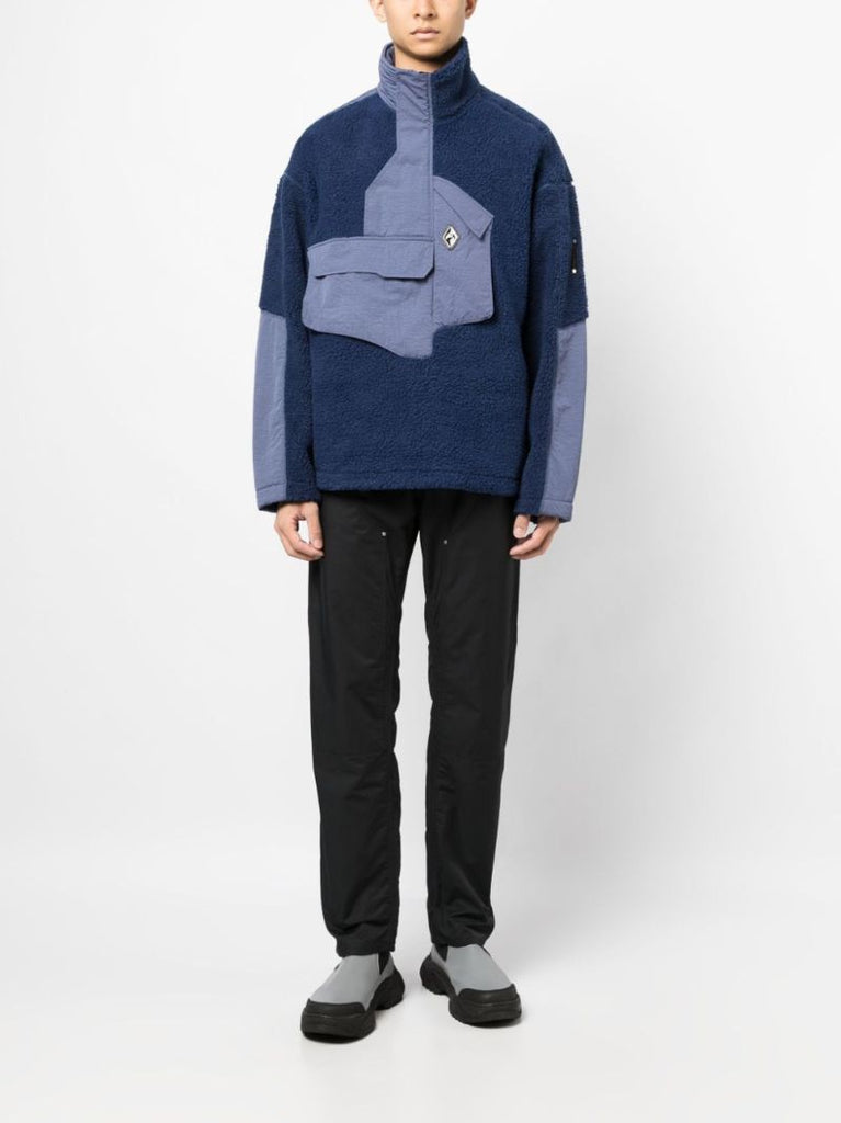 Blue Axis Panelled Fleece Sweatshirt