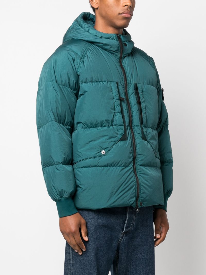 Blue Hooded Quilted Jacket