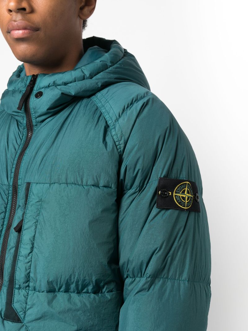 Blue Hooded Quilted Jacket