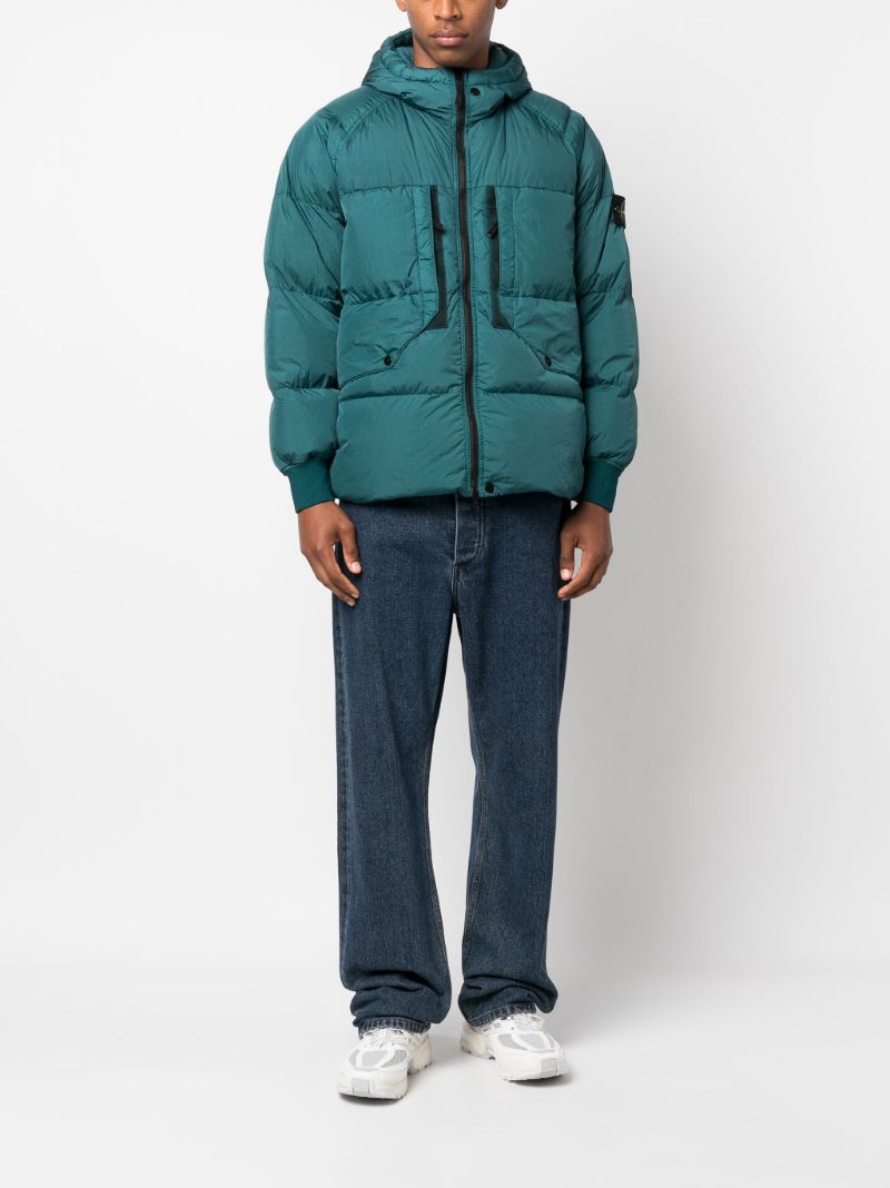 Blue Hooded Quilted Jacket