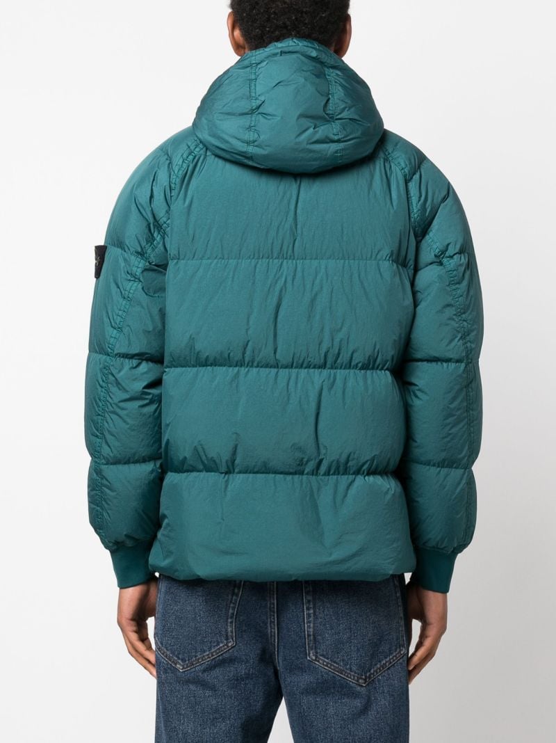 Blue Hooded Quilted Jacket