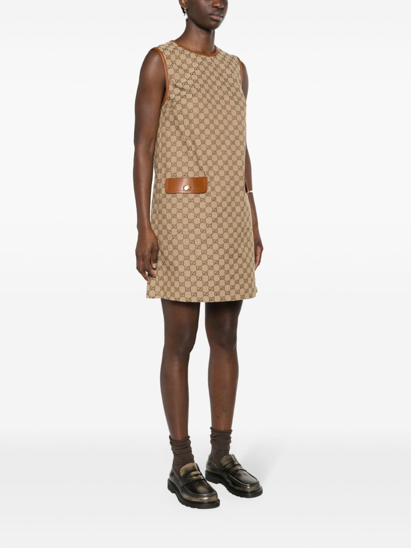 Neutral Gg Canvas Mini Dress