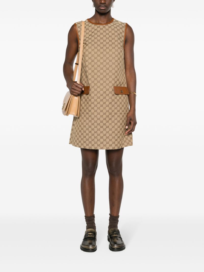Neutral Gg Canvas Mini Dress