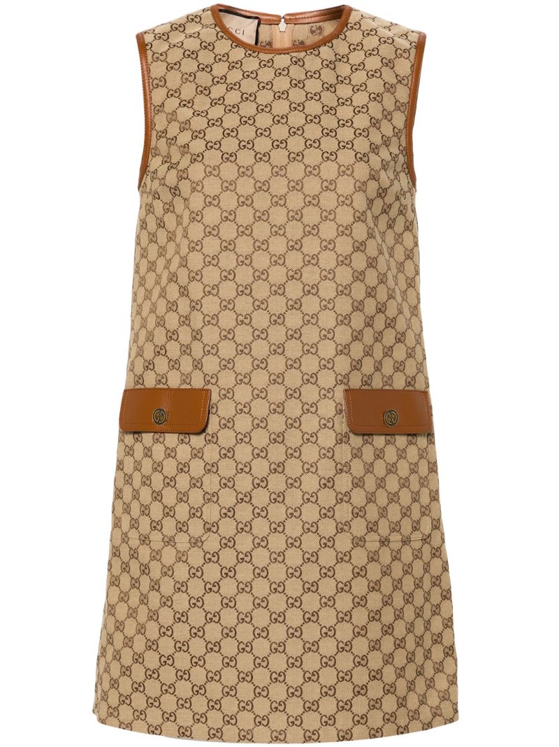 Neutral Gg Canvas Mini Dress