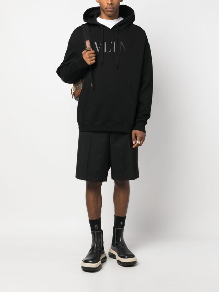 Black Vltn Logo-print Hoodie