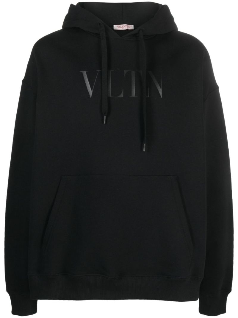 Black Vltn Logo-print Hoodie