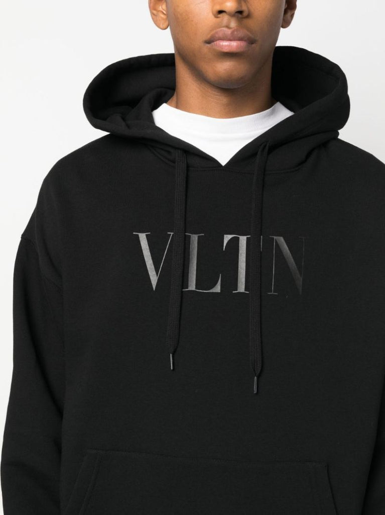Black Vltn Logo-print Hoodie