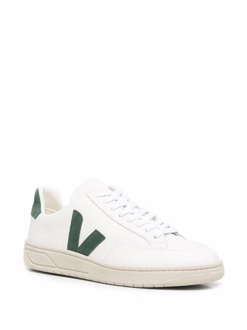 White V-12 Low Top Leather Sneakers