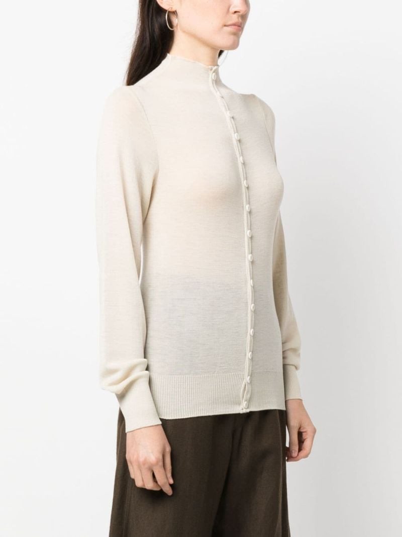 Neutral Mock Neck Wool Cardigan