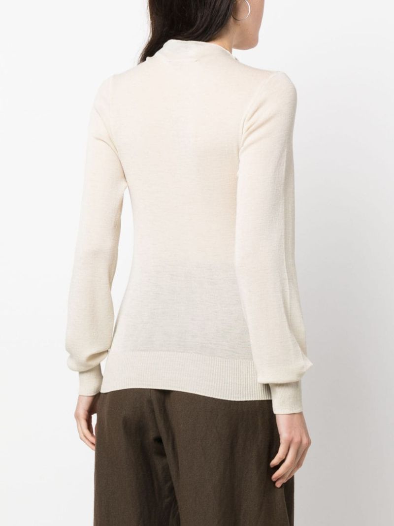 Neutral Mock Neck Wool Cardigan
