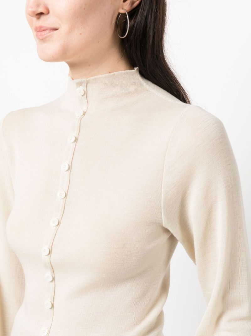 Neutral Mock Neck Wool Cardigan