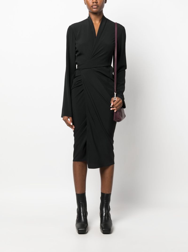Black Abito Draped Jersey Wrap Dress