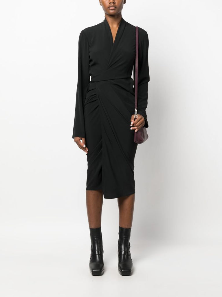 Black Abito Draped Jersey Wrap Dress