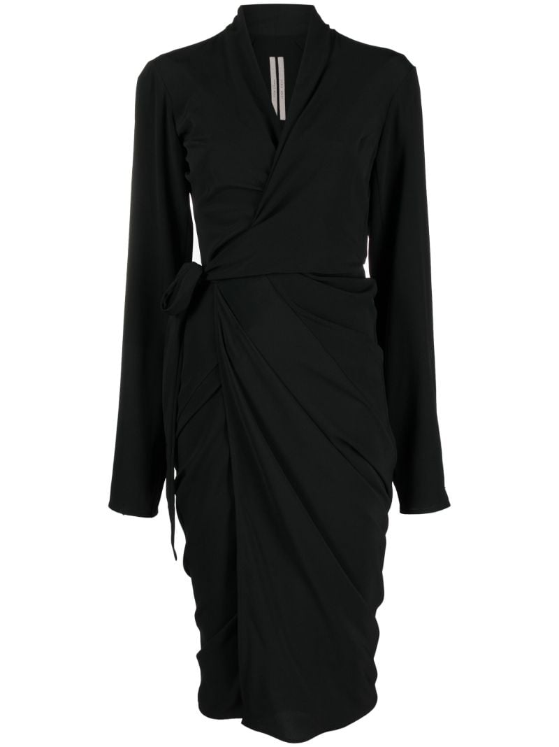 Black Abito Draped Jersey Wrap Dress