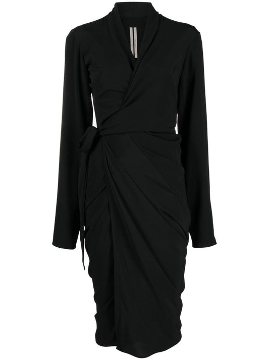 Black Abito Draped Jersey Wrap Dress