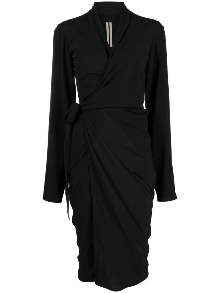 Black Abito Draped Jersey Wrap Dress