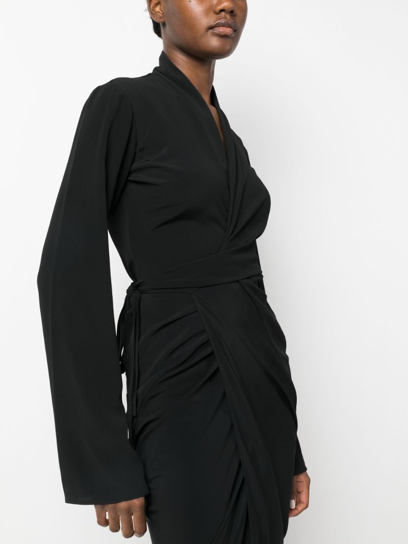 Black Abito Draped Jersey Wrap Dress