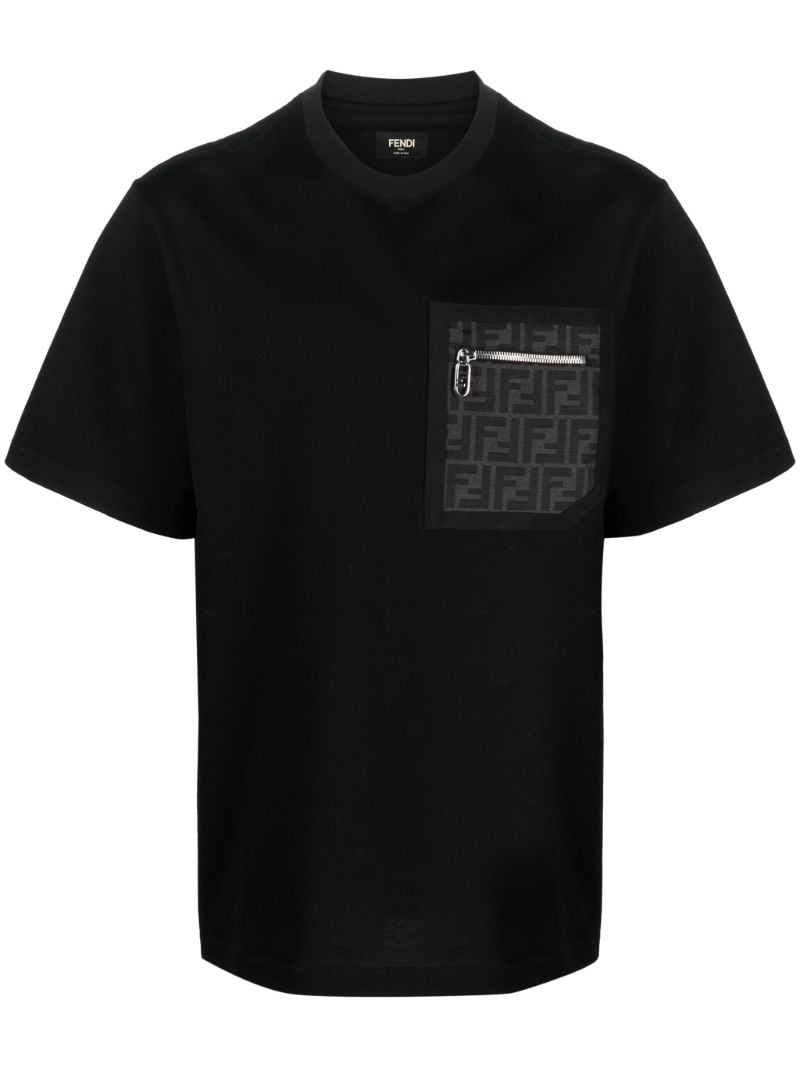 Black Ff-monogram Pocket Cotton T-shirt