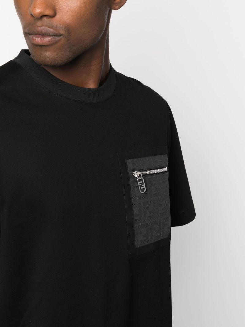 Black Ff-monogram Pocket Cotton T-shirt