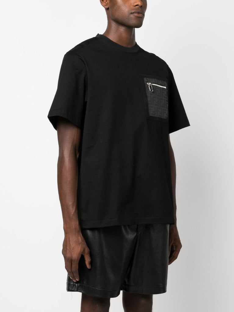 Black Ff-monogram Pocket Cotton T-shirt