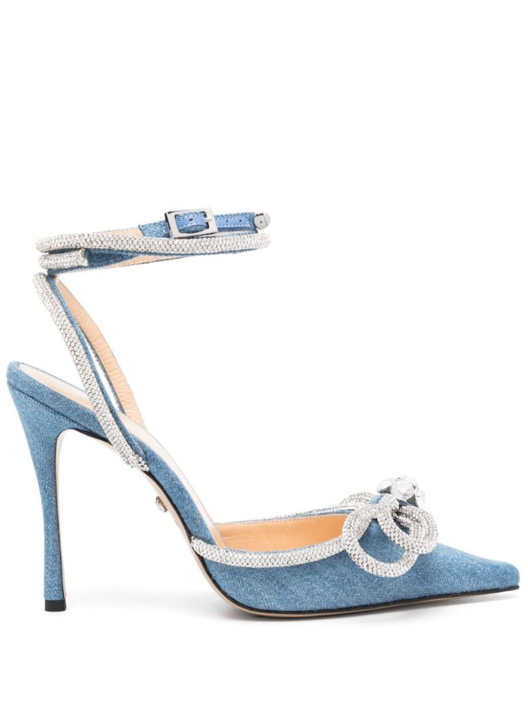 Blue 115 Double Bow Denim Pumps